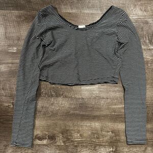 Garage Striped Long Sleeve Crop Top Size Large